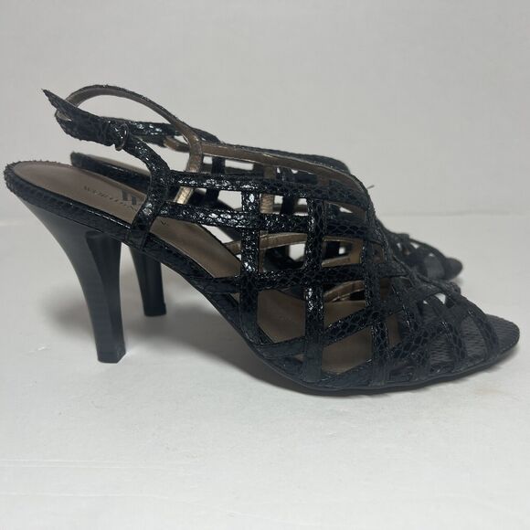 Worthington Women’s Black Faux Leather Slingback Shoes 3” Heels Sz 7 - Picture 2 of 11